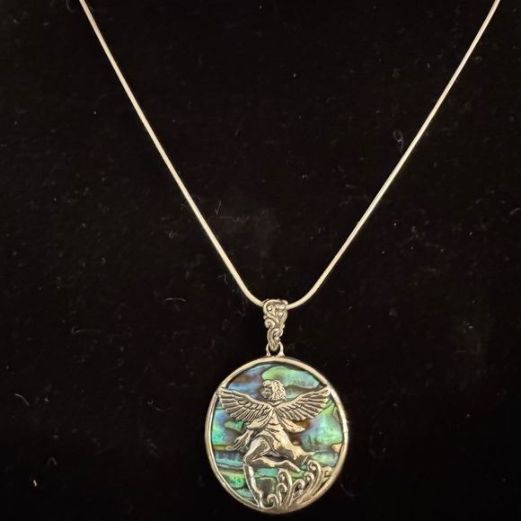 Sterling Silver Angel Pendant with Abalone Inlay - Picture 4 of 5